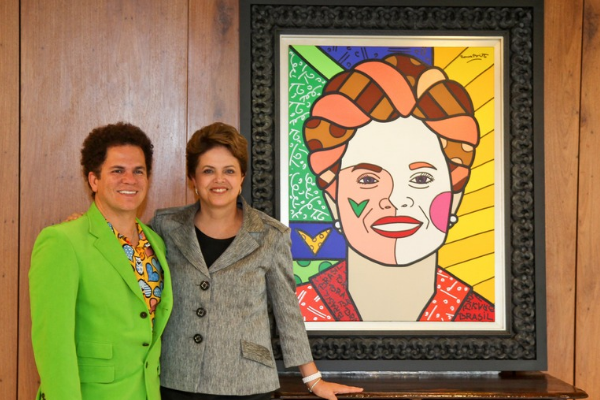 Romero Britto e Dilma Rousseff